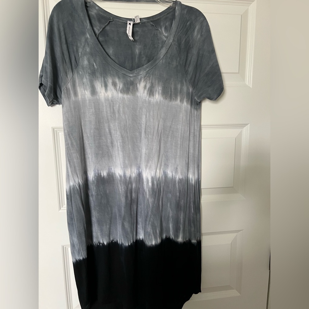 Black and grey tie dye dress